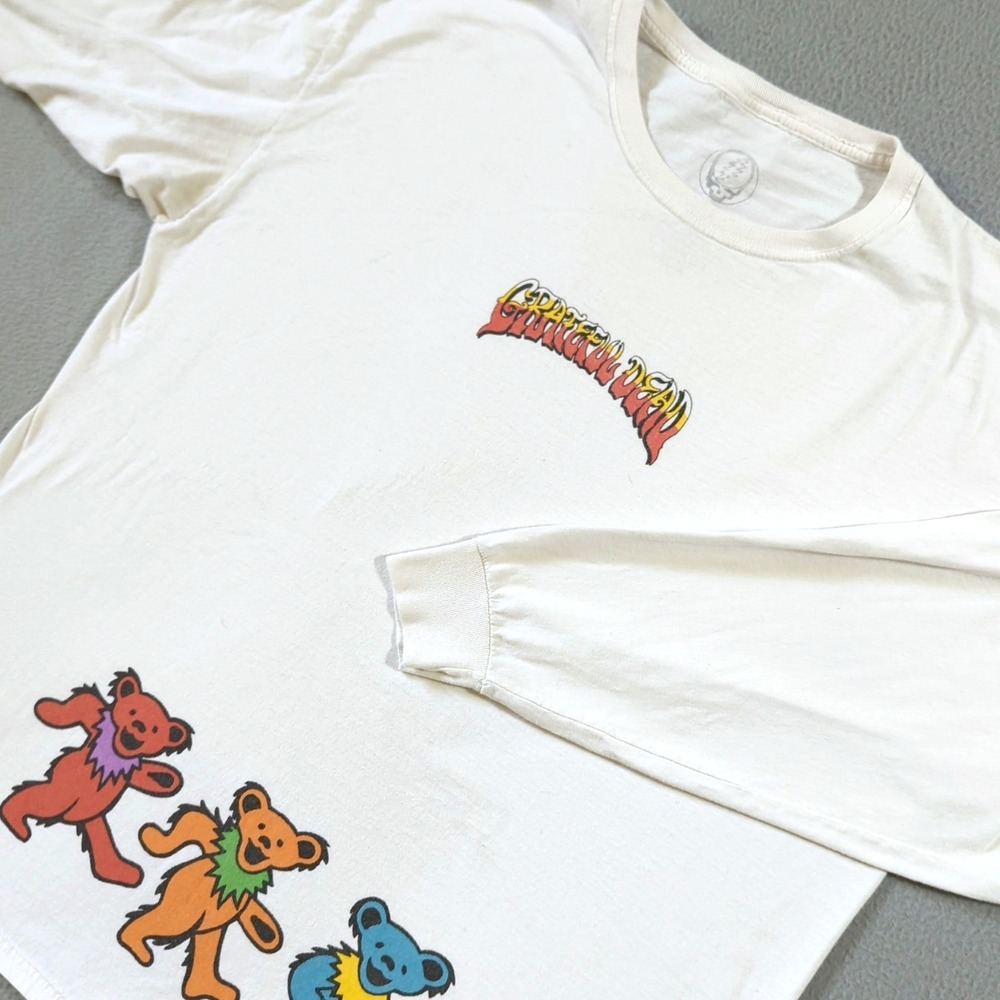 Grateful Dead T Shirt Mens XL White Long Sleeve Dancing Bears Graphic Tee